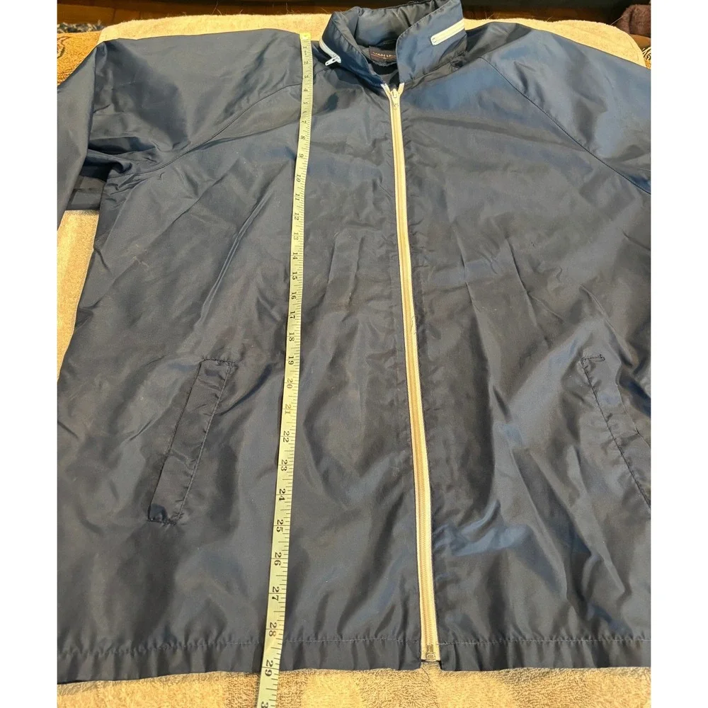 Van Heusen Mens XL Navy Blue Nylon Full‎ Zip Windbreaker Jacket Lightweight XL